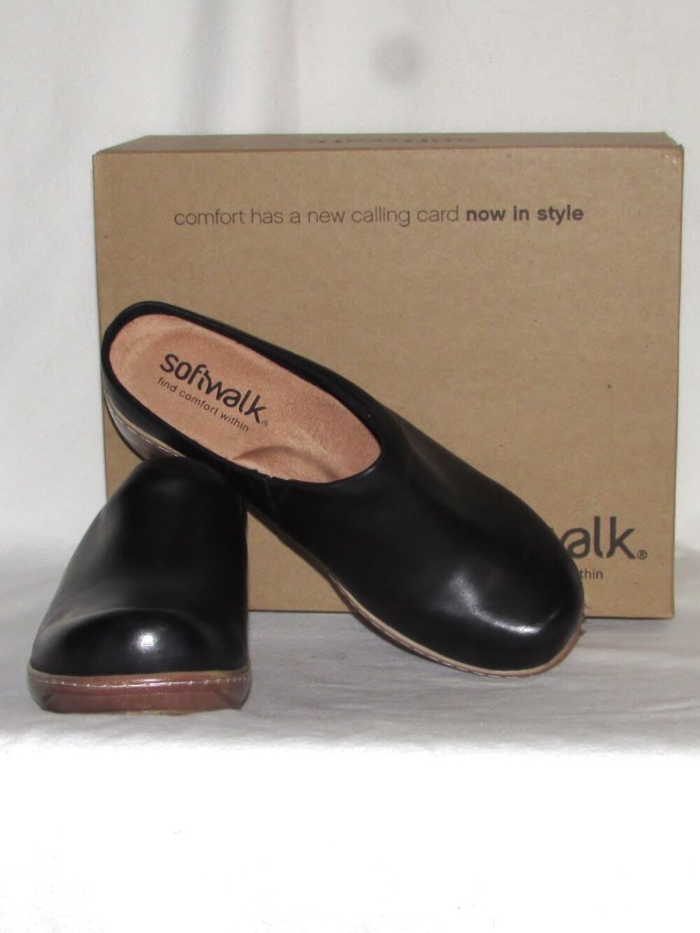 NEW Ladies SOFTWALK Black LeatherComfort Clogs Heels Shoes 9 N Orig $144 - Picture 2 of 10